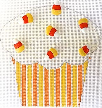 click here to view larger image of Candy Corn Cupcake (hand painted canvases)