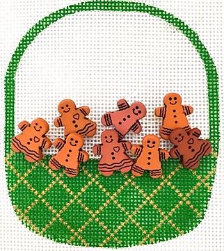 click here to view larger image of Gingerbread People Basket (hand painted canvases)