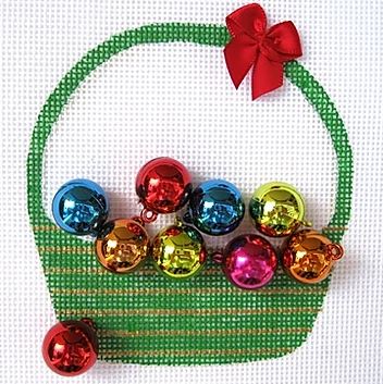 click here to view larger image of Christmas Balls Basket (hand painted canvases)