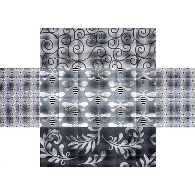 click here to view larger image of Grey Patchwork w/Bees Brick Cover (hand painted canvases)