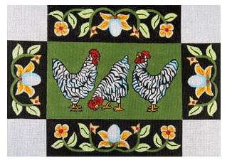 click here to view larger image of Chickens w/Egg Border Brick Cover (hand painted canvases)