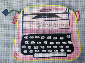 click here to view larger image of Pink and Grey Royal Typewriter (hand painted canvases)
