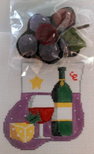 click here to view larger image of Wine w/Grapes (hand painted canvases)