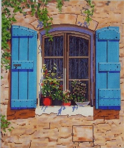 click here to view larger image of Blue Shutters (hand painted canvases)