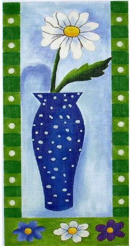 click here to view larger image of Daisy in Blue Vase (hand painted canvases)