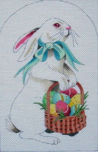 click here to view larger image of Bunny w/Decorated Eggs  (hand painted canvases)