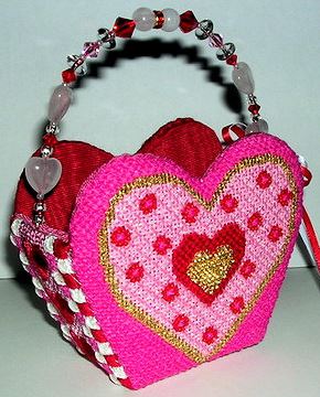click here to view larger image of Basket - Heart Shaped (hand painted canvases)