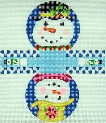 click here to view larger image of Basket - Snowman-Snowlady (hand painted canvases)