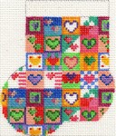 click here to view larger image of Valentine Patchwork Mini-Sock (hand painted canvases)