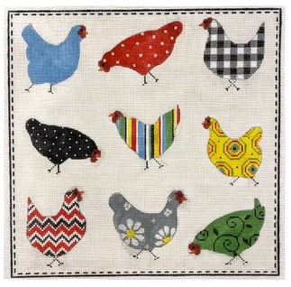 click here to view larger image of Pattern Chickens (hand painted canvases)