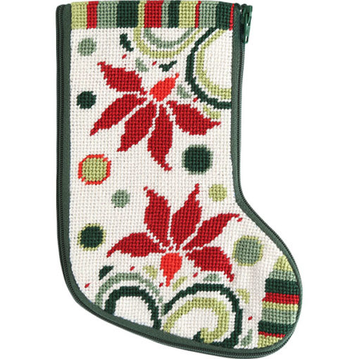 click here to view larger image of Modern Poinsettia Mini Stocking Stitch and Zip  (needlepoint kits)