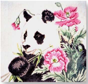click here to view larger image of Panda w/Flowers (hand painted canvases)