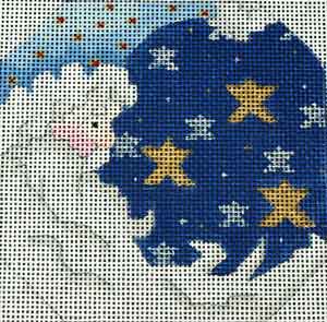 click here to view larger image of Moon Santa - Blue (hand painted canvases)