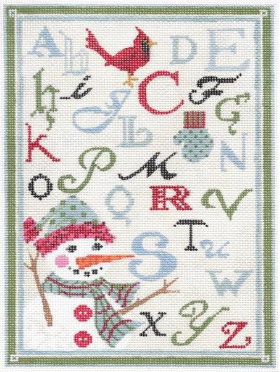 click here to view larger image of ABC Winter Sampler - Linen Background (hand painted canvases)