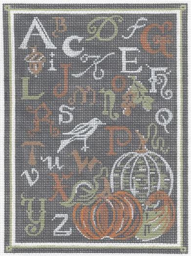 click here to view larger image of ABC Autumn Sampler - Chalk Background (hand painted canvases)
