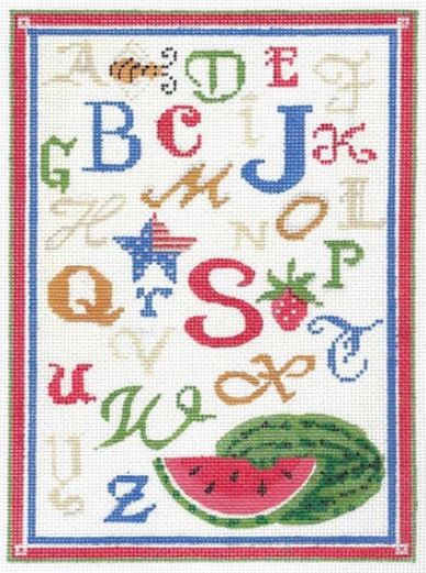 click here to view larger image of ABC Summer Sampler - Linen Background (hand painted canvases)