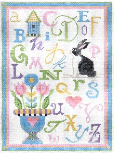 click here to view larger image of ABC Spring Sampler - Linen Background (hand painted canvases)