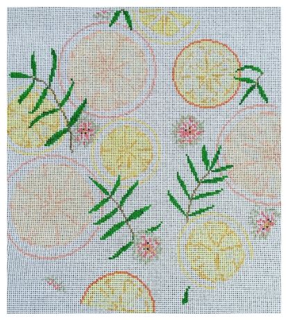 click here to view larger image of Citrus Round Pillow (hand painted canvases)