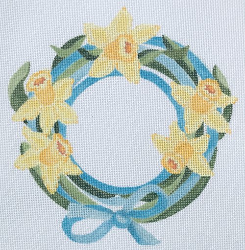 click here to view larger image of Daffy Wreath (hand painted canvases)