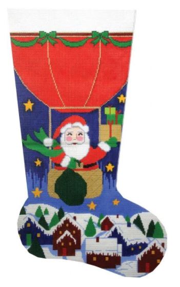 click here to view larger image of Balloon Santa Stocking (hand painted canvases)
