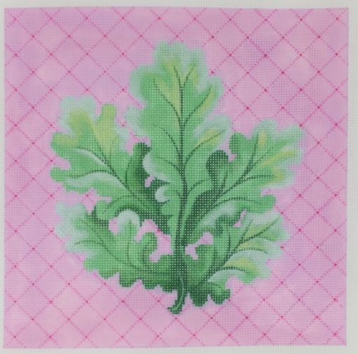 click here to view larger image of Botanical - Curvy Leaves on Pink (hand painted canvases)