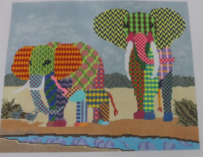 click here to view larger image of Colorful Elphants (hand painted canvases)