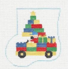 click here to view larger image of Lego Christmas Truck Mini Sock (hand painted canvases)