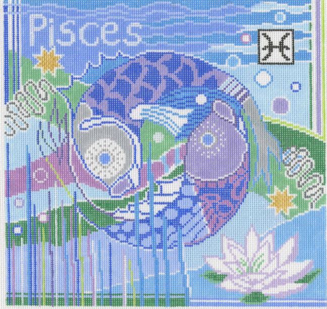 click here to view larger image of Zodiac - Pisces (hand painted canvases)