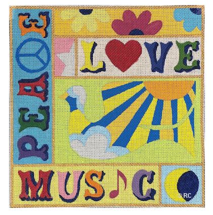 click here to view larger image of Peace Love Music (hand painted canvases)