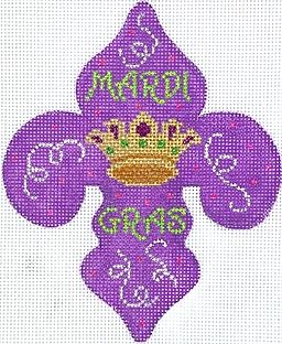 click here to view larger image of Mardi Gras Mini - Mardi Gras Fleur-de-Lis w/Crown  (hand painted canvases 2)