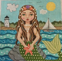 click here to view larger image of Mermaid w/Starfish (hand painted canvases)