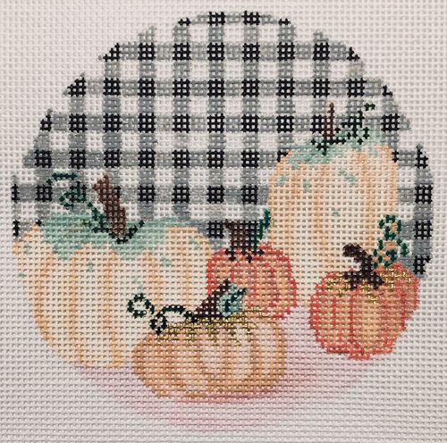 click here to view larger image of Pumpkins and Gingham (hand painted canvases)