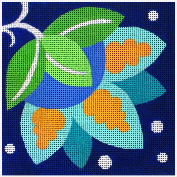 click here to view larger image of Blue Pinwheel Bud (hand painted canvases)