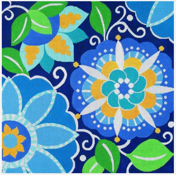 click here to view larger image of Blue Pinwheel Small (hand painted canvases)