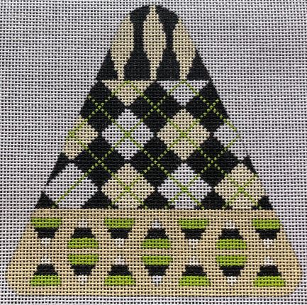 click here to view larger image of Candy Corn Argyle - Black/White (hand painted canvases)