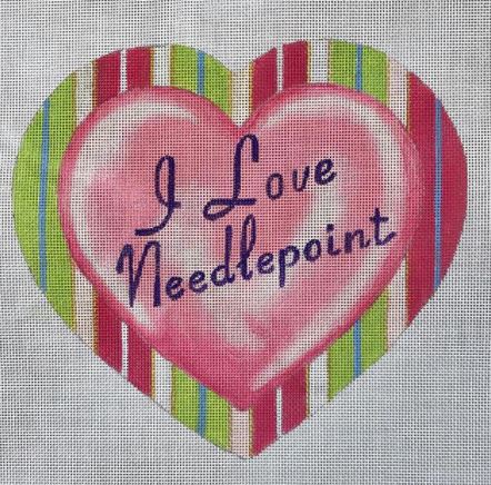 click here to view larger image of I Love Needlepoint - Heart (hand painted canvases)