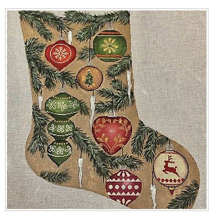 click here to view larger image of Ornament Stocking (hand painted canvases)