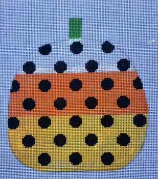 click here to view larger image of Candy Corn Pumpkin w/Dots (hand painted canvases)