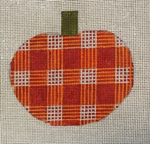 click here to view larger image of Small Plaid Pumpkin  (hand painted canvases)