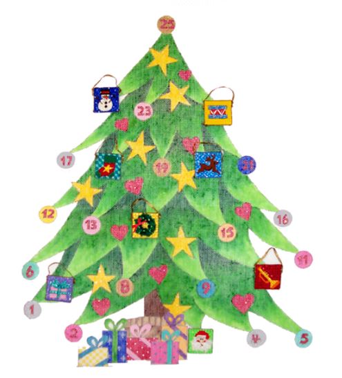 click here to view larger image of Advent Christmas Tree (hand painted canvases)
