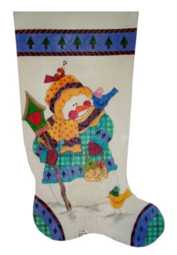 click here to view larger image of Feed the Birds Snowman Stocking (hand painted canvases)