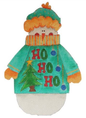 click here to view larger image of HO HO HO - Snowman w/Ugly Sweater (hand painted canvases)