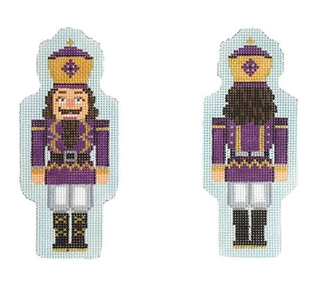 click here to view larger image of Double Sided Nutcracker Ornament - Purple (hand painted canvases)