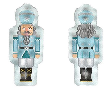 click here to view larger image of Double Sided Nutcracker Ornament - Light Blue (hand painted canvases)