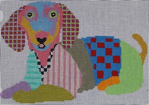 click here to view larger image of Colorful Daschund (hand painted canvases)