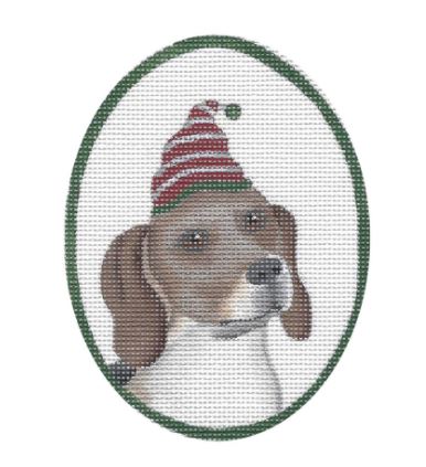 click here to view larger image of Beagle w/White/Red Hat (hand painted canvases)