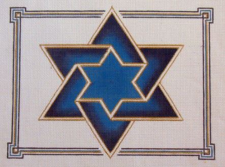 click here to view larger image of Double Star of David (Blue) Taleis Bag (hand painted canvases)