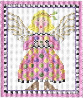 click here to view larger image of Pink and Polka Dot Angel (hand painted canvases)