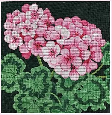 click here to view larger image of Pink Geraniums w/White Background (hand painted canvases)
