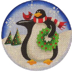 click here to view larger image of Wreath Penguin (hand painted canvases)
